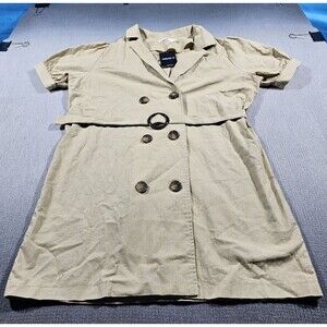 NIC & JO Women’s Tan Woven Blouson Collared Button Short Dress Size L